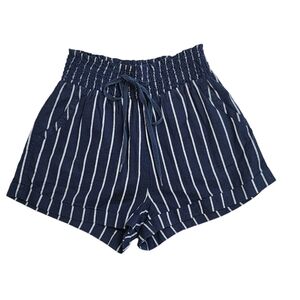 Womens Sim & Sam Cotton Linen Blend Shorts Size small Blue White Striped